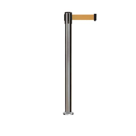 Stanchion Belt Barrier Fixed Base Sat.Steel Post 7.5ftBrown Belt